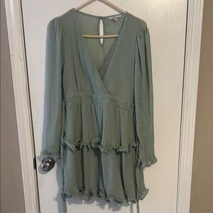 Blush Long Sleeve Dress in Sage Green